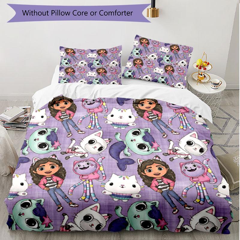 3pcs Duvet Cover Set (1*Duvet Cover + 2*Pillowcase, Without Core), Gabby's Dollhouse Print Soft All‑Season Bedding Set, Home Bedroom Decor Gift