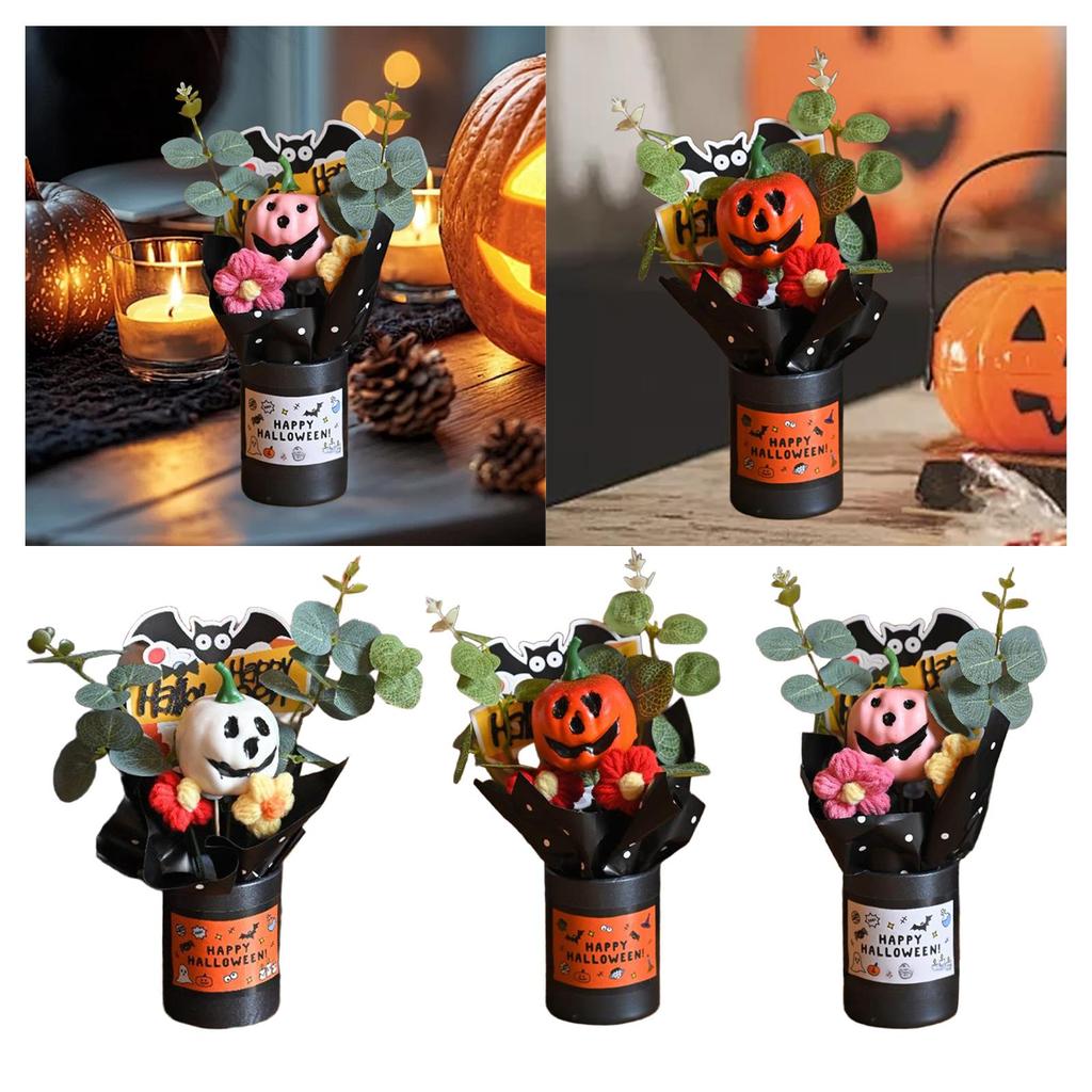 Halloween Pumpahuvud Bukett Bordscenterstycken Handgjorda Kreativa Mini Dekorativa för Festtillbehör Bord Heminredning Vänner