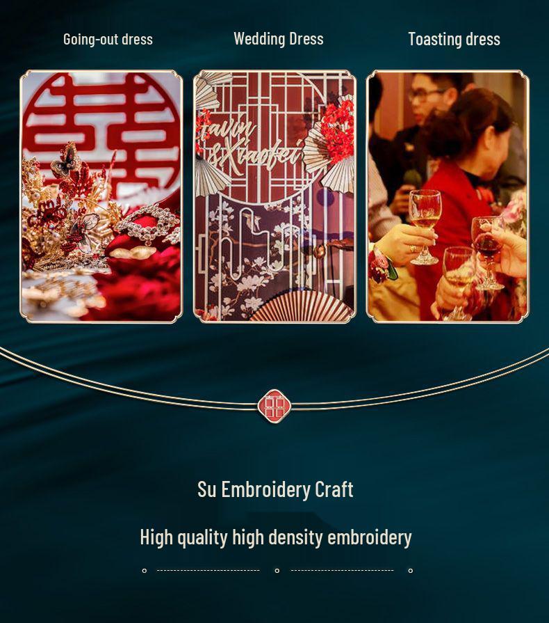 Hua Chu Xi 2025 Elegant Chinese High-end Xiu He Wedding Toast Dress, Exquisite Craftsmanship