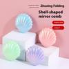 Conchas Pente Dobrável Escova de Cabelo com Airbag com Espelho Pente Antiestático Escovas e Pentes de Cabelo de Plástico Multifuncionais Práticos
