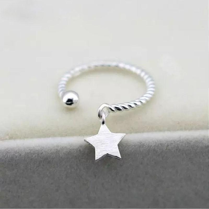 BF CLUB Silver Color Rings For Women Star Pendant Opening Wedding Rings Anillos Mujer Anel S-R237