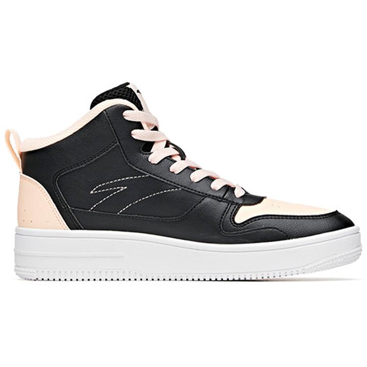New Anta Life Collection Anti-Slip Wear-Resistant High-Top Skateboard Shoes Women's Black Pink 922038010-8