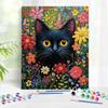 1pc Picture With Numbers Flower Blossom Black Cat Coloring By Number Decor Art Coloring By Numbers Kits 40x50cm/16x20inch Without Frame
