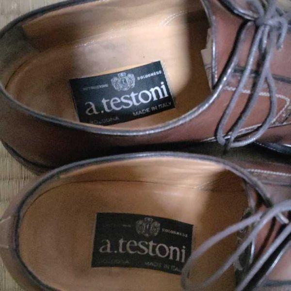 A.Testoni Black Label Leather Dress Shoes Straight Cap Toe Brown 8H / 26.5 /XRA4(USED)