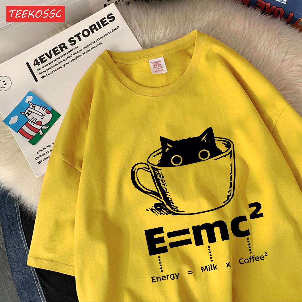 A Cup Of Kitten Is Equivalent To A Lattecotton Women TShirts Cartoons Prints Tops Soft ONeck Oversize T Shirt Summer Clothes
