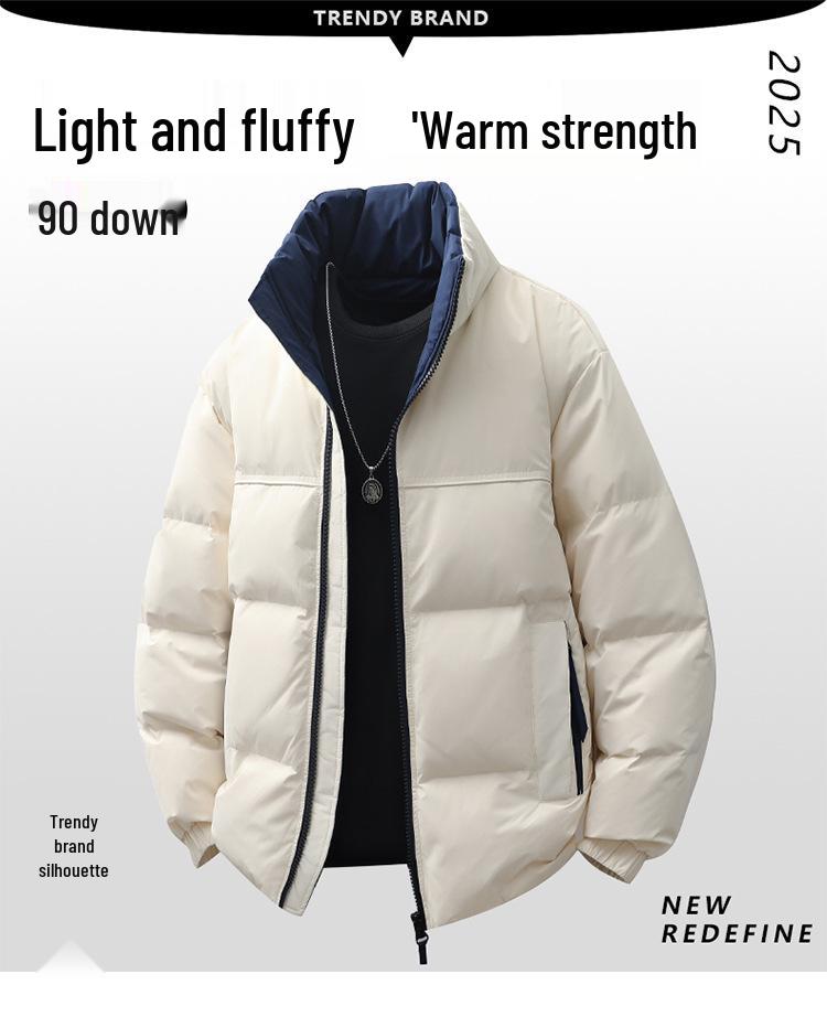 Trendy Warm Stand Collar Solid Color Down Jacket