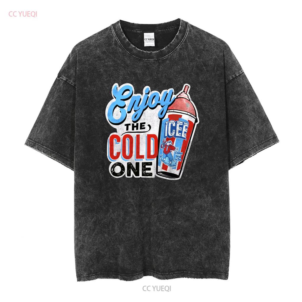 Lizenziertes Genießen Sie das Kalte Icee Slushie Erwachsenen Rundhals T-Shirt lang- oder kurzärmelig Vintage Gewaschene Mode Weich Vielseitig