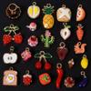 6pcs/Lot 3D Vegetable Fruit Oil Drop Charms For Jewelry Making Supplies Cherry Durian Cute Pendant Handmade Bracelets Materials