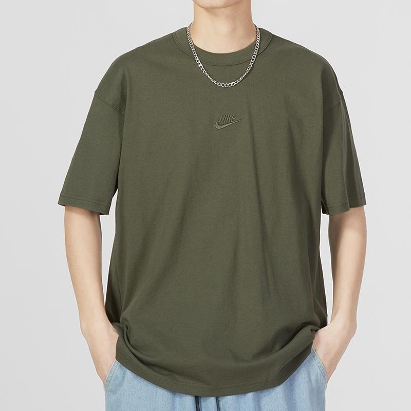 New Nike Drop Shoulder Sleeve T-Shirt Men's Army Green DO7393-325