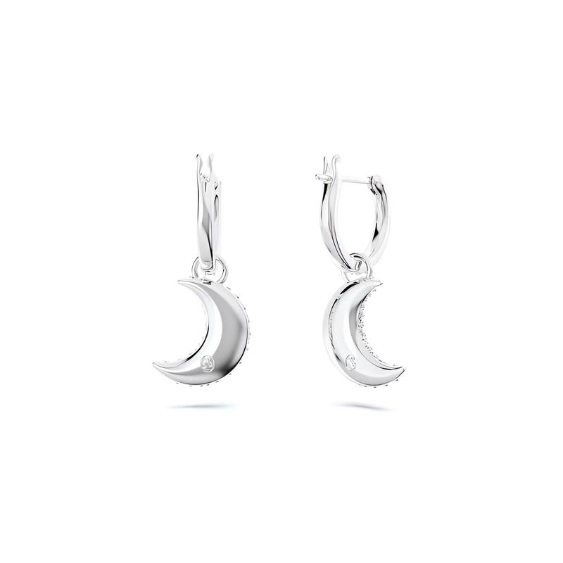 Swarovski Sublima Luna series drop-shaped moon rhodium-plated earrings women's silver 5666157