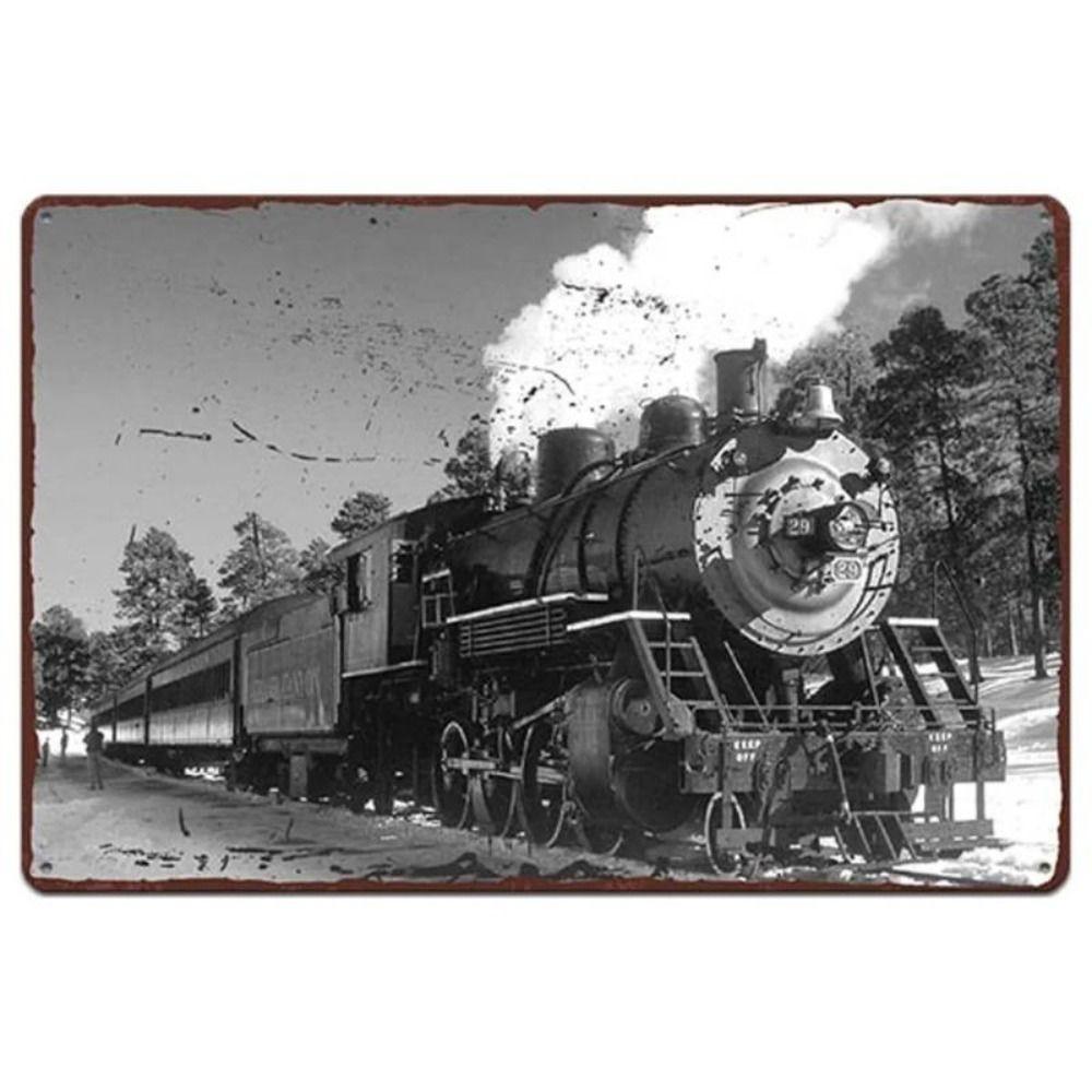 Metal Poster Classic Train Railway Landscape Wall Art Garage Home Decor