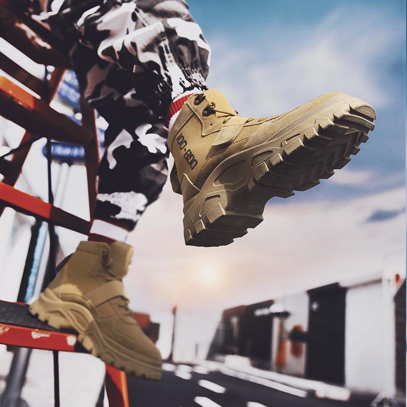 Fashion 2019 Autumn New Fashion Casual High Help  Boots Men's Leather Tooling Boots Men's Wild Desert Boots Jkm45