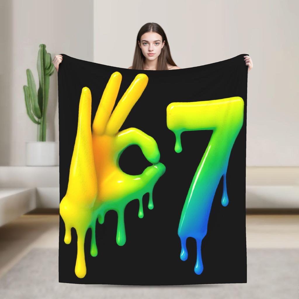 Six Seven Ice Cream Drip 67 Mason Meme Soft Blanket Adult Plush Bedding Throws Novelty Bedroom Flannel Bedspread Sofa Bed Cover