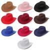 New Wide Brim Cowboy Hat Solid Color Felt Panama Jazz Cap Dress Dance Party