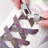 2 Pair Colorful Elastic Laces No Tie Shoe Laces Diamond Lock Shoelaces Without Ties Glitter Flat Shoelace Shoe Accessorie