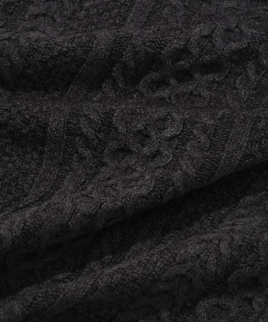 COVERNAT Velvet Cable Round Collar Knit Charcoal
