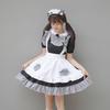 Cosplay Anime 4-Piece Maid Outfit - Cute Black & White Checkered Princess Dress with Bow