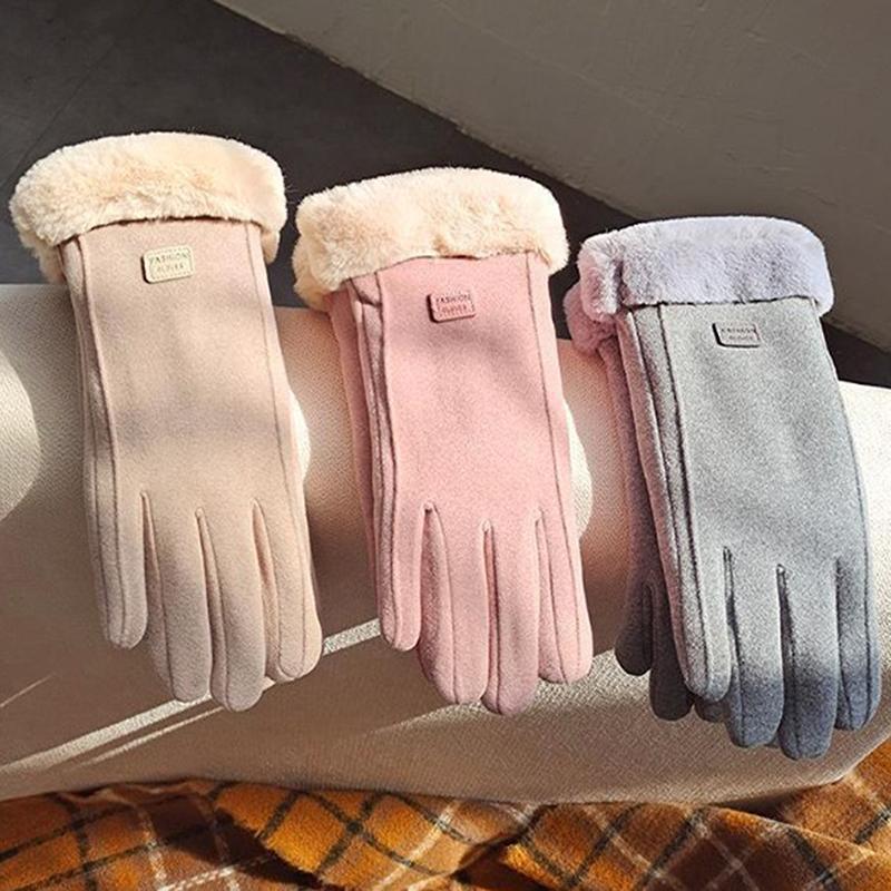 2025 Sports Cycling Gloves Womens Winter Warm Gloves Outdoor Thickened Windproof Cold Resistant Touch Screen Mittens