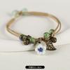 Retro ceramic flower woven bracelet niche literary hand rope small fresh bell bracelet female