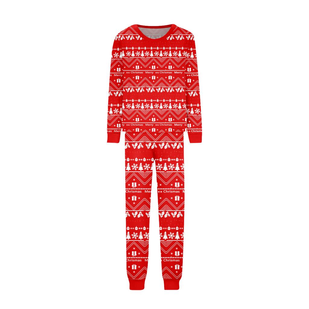 Print Cute Family Set Pajamas, Home Clothes, Family Set Long Sleeve Top Pants Set