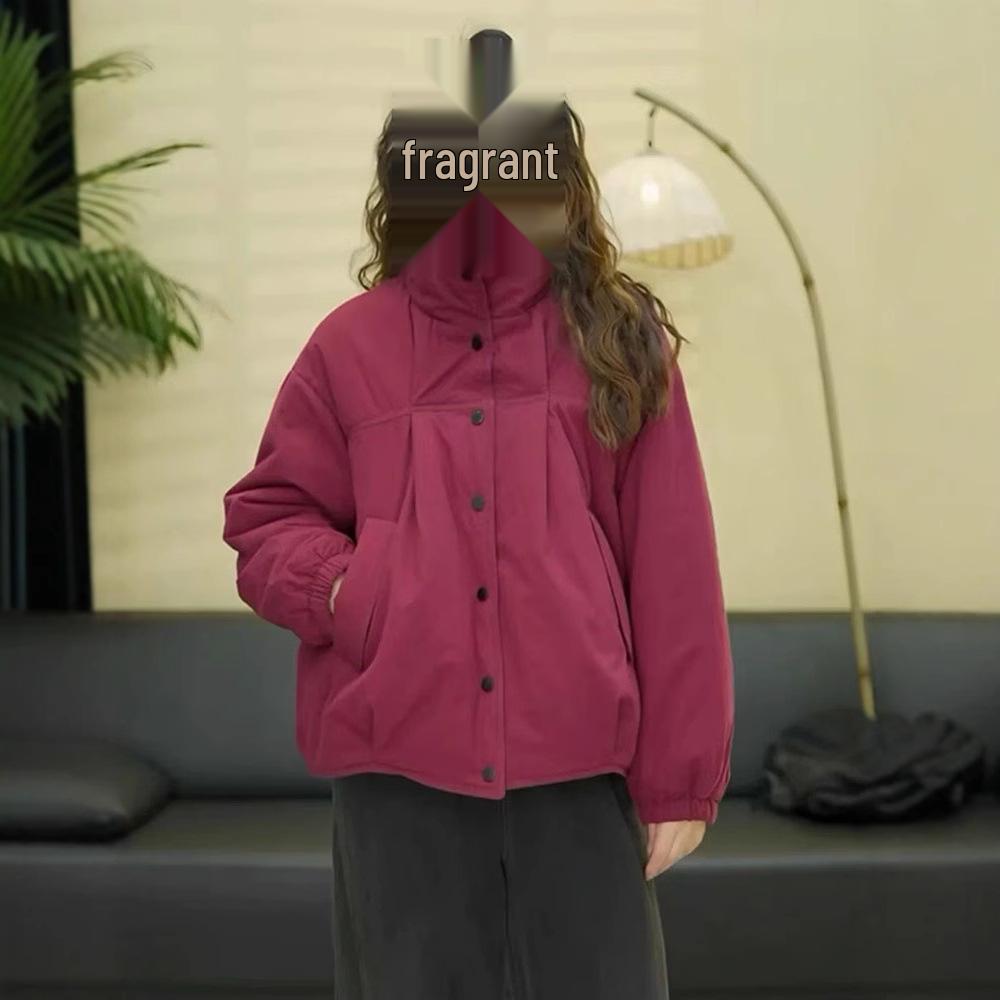 

Women s 2024 Winter Fashion Stand-up Collar Slimming Cotton-padded Jacket, Thicken Casual Loose Coat Large чорний