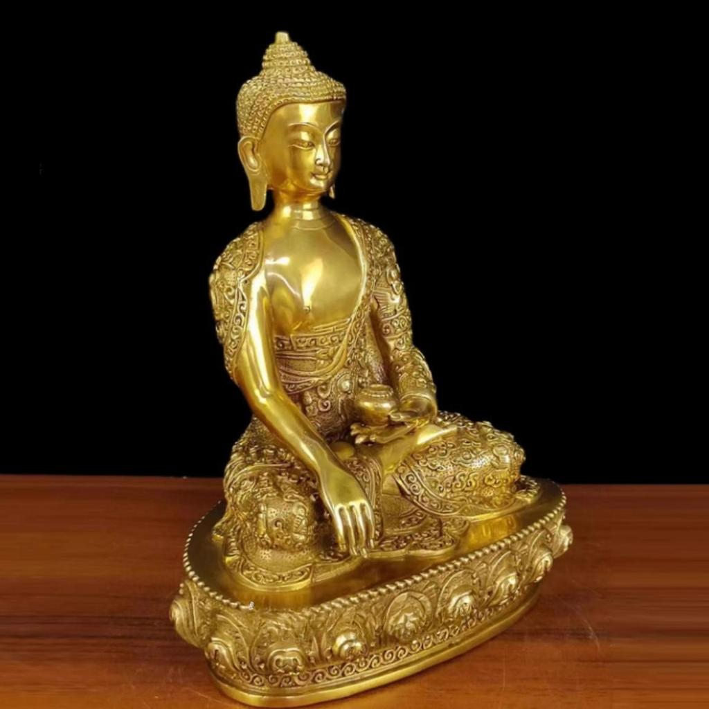 Feng Shui Koppar Tre Skatter Buddha Shakyamuni Apoteksbuddha Hemdekoration