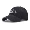 Embroidered Letter Nyc Denim Cap With Curved Brim And Windproof For Use Outdoor