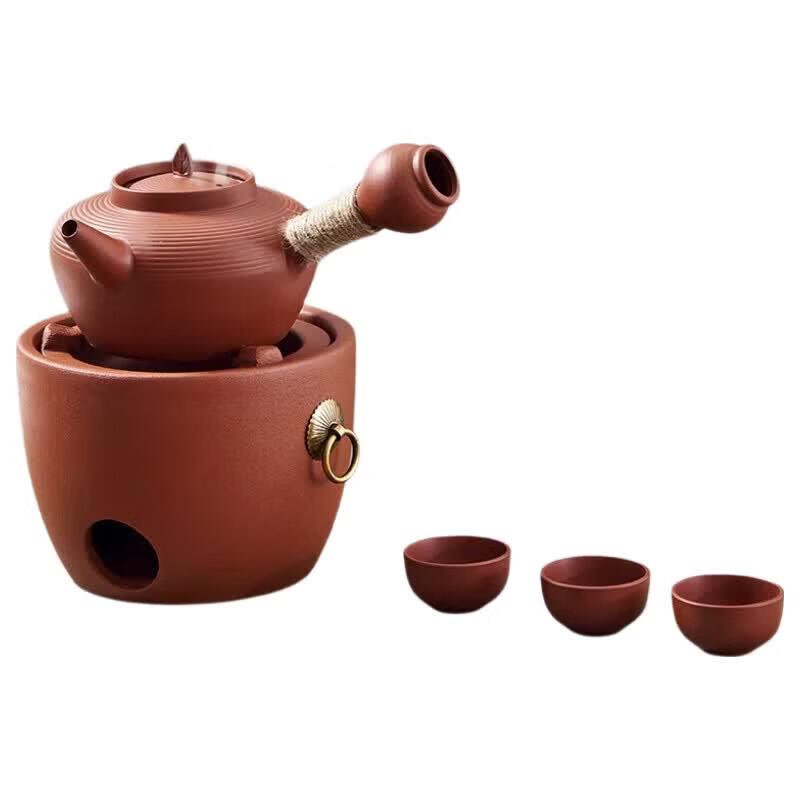 Suncojia Red Clay Side Handle Tea Kettle & Stove Set