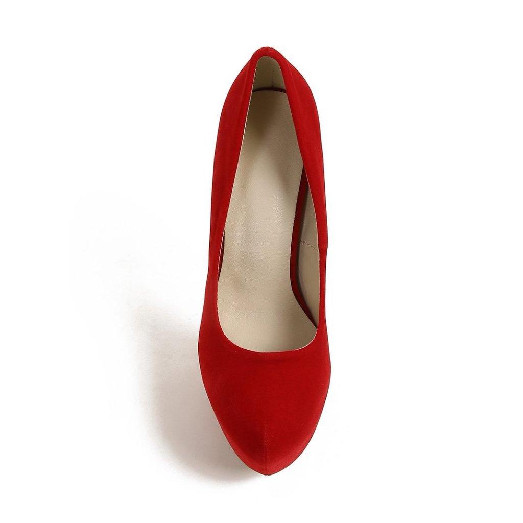 Tacones Altos de Plataforma de Gamuza con Tacón Fino de 16 cm, Tallas 41-45, Zapatos Femeninos de Boca Baja para Discoteca