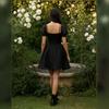 European and American women's clothing dark wind lace waist dress bubble sleeve strap design short skirt hot sale