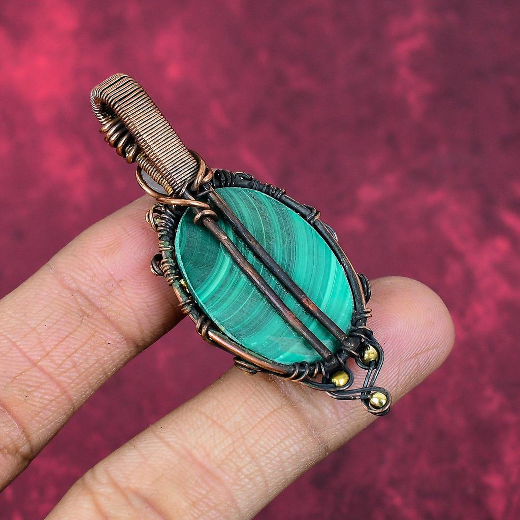 Tree of life malachite pendant copper wire wrapped pendant rainbow moonstone pendant gemstone copper jewelry handmade pendant gifts for wife