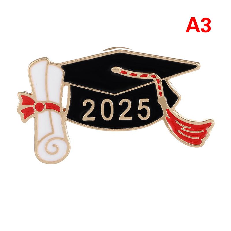 10PCS 2025 New School Graduation Season Enamel Brooches Creative Flower Bachelor's Hat Lapel Pin Badge Students Friends Gifts