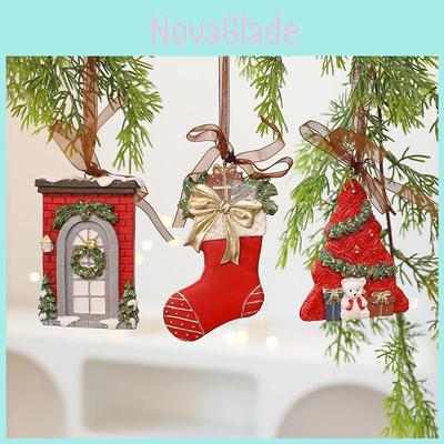 Ornements d'arbre de Noël Vintage en Résine avec Décorations de Cloche pour Décor de Fête