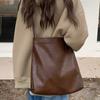 Ladies Lazy Large Capacity Tote Bag, Fashion Commuter Soft Leather Bucket Bag, Student Crossbody Shoulder Bag