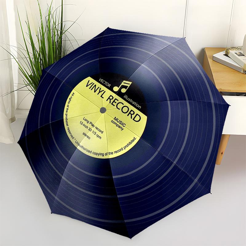 

Vinyl Record, Music Company themed Eight rib Automatic Folding Umbrella Is Suitable for Both Men and Women, Making It A Perfect Christmas an