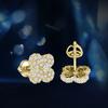 Hot Selling 14K Gold Plated 925 Sterling Silver Fine Stud Earrings Lucky Four-Leaf Clover Shape High-End Jewelry Moissanite