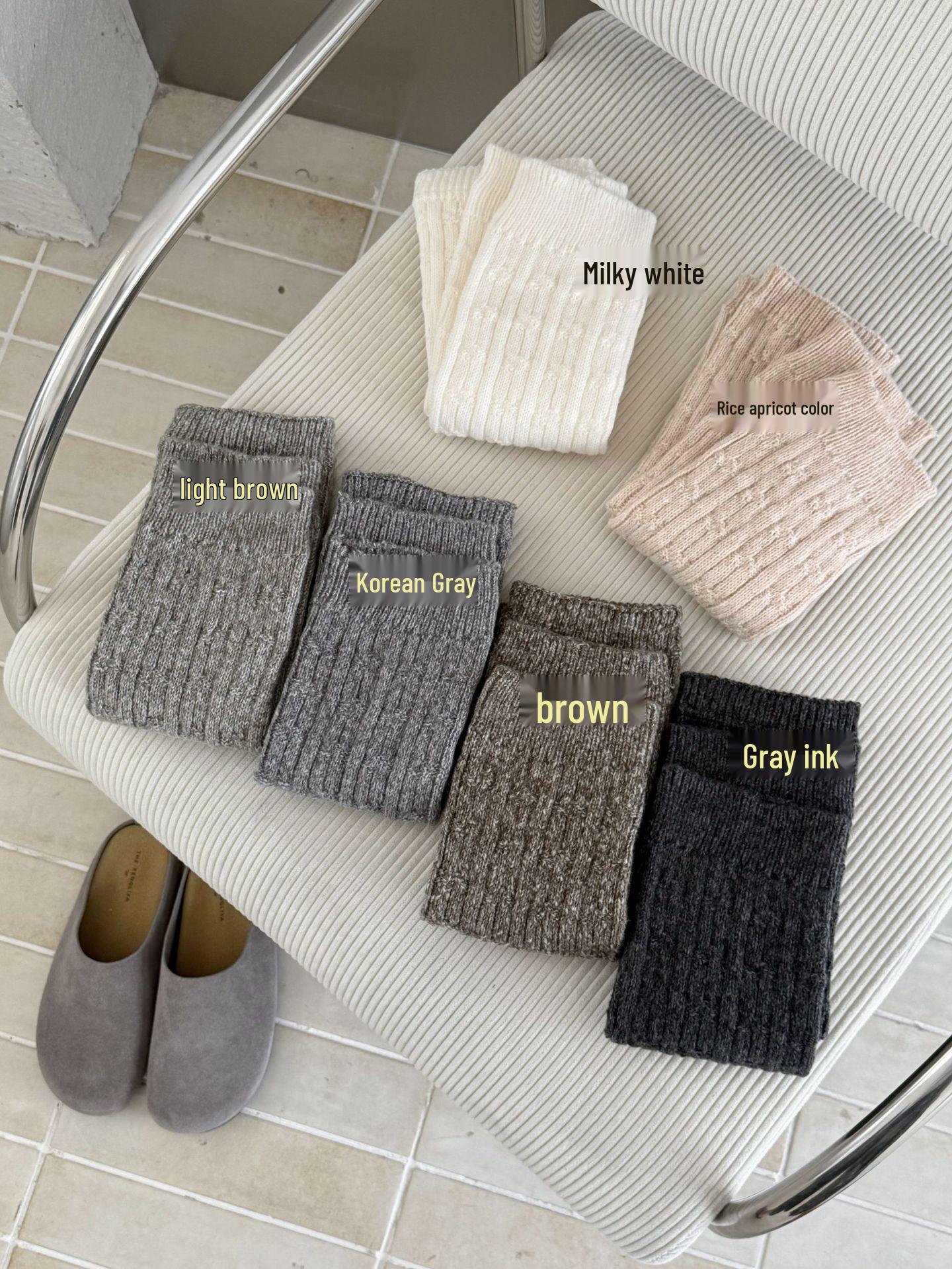 

Винтажные чайно-коричневые и серые теплые вязаные гетры до колена с 3D-узором для женщин Grey Black