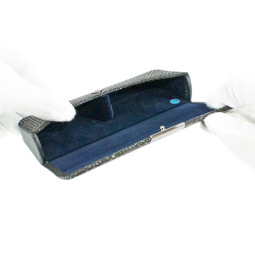 Indenya Glasses Case 4206-01-167 Deerskin Lacquer Ichimatsu Made Japan Black