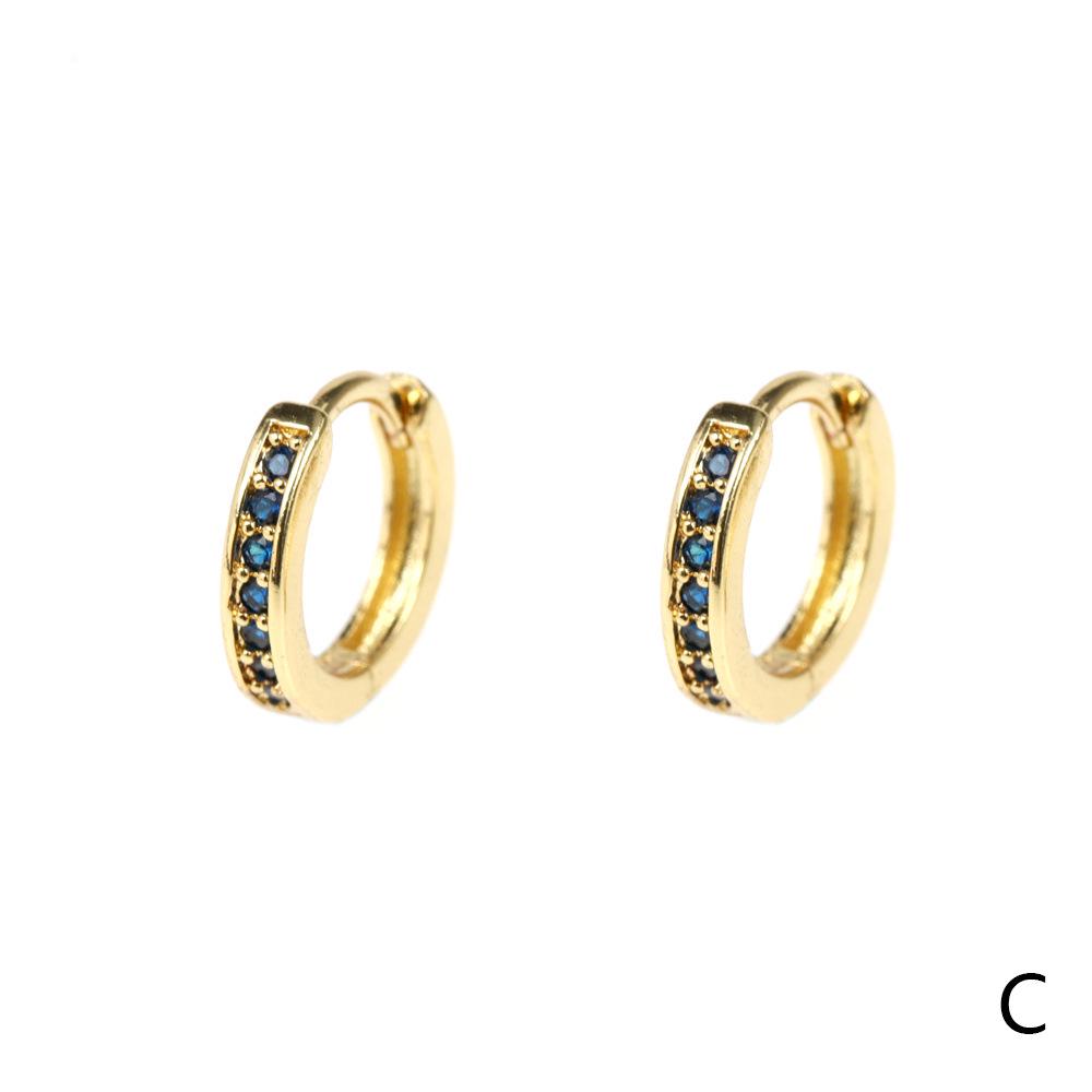 18K Gold Plated Copper Circle Earrings with Micro-set Colored Zircon
