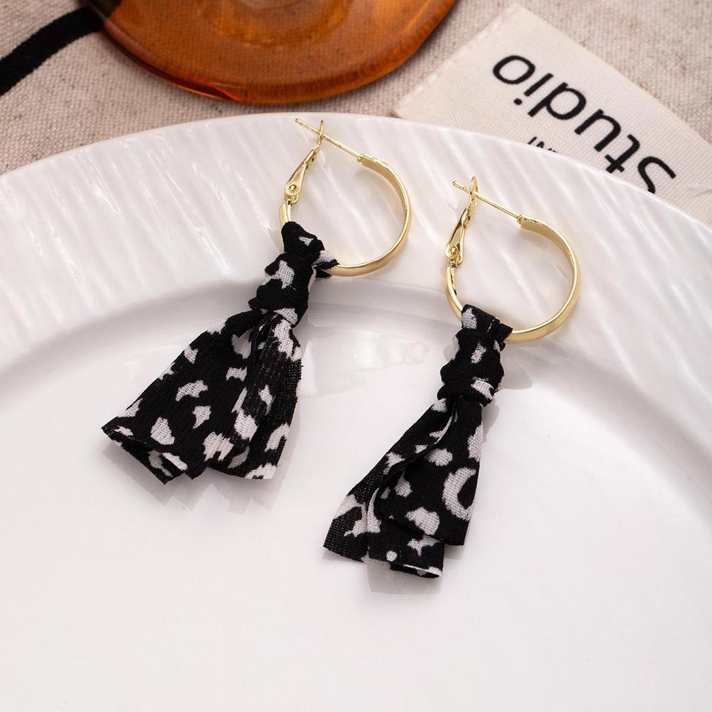 Retro Leopard Print Bow Earrings - Hong Kong Style Lightweight Luxury Design