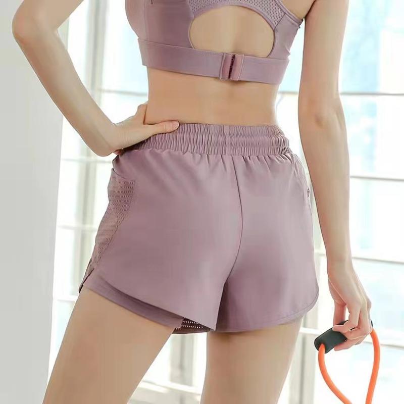 Women's Double Layered Quick-Dry Athletic Shorts, Anti-lighting Loose Fit, For Outdoor Leisure Running Fitness Workout, Sport St