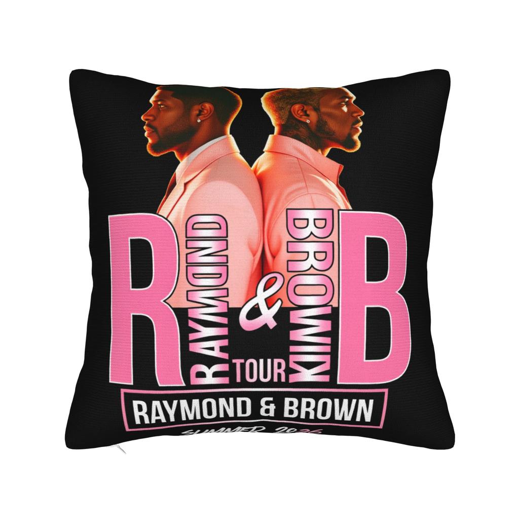Chris Brown And Usher The Rb Tour Pillow Cover Raymond And Brown Retro Pillow Case For Couch Sofa Bedroom Square Pillowcases