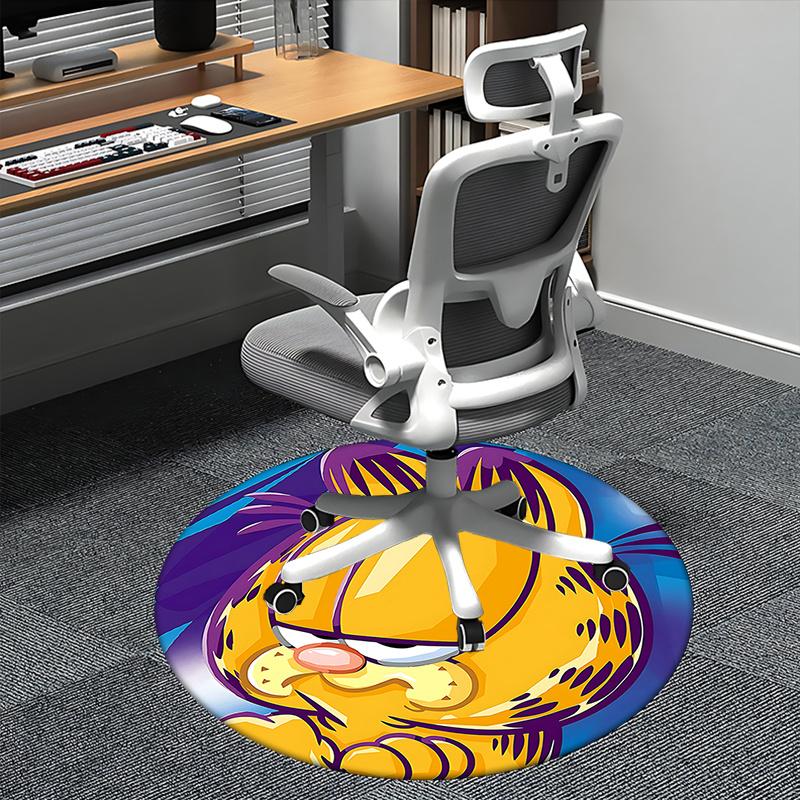 

Garfield Round Chair Mat - Cute Cartoon Cat Design, Non-Slip Rug for Office Desk 80cm