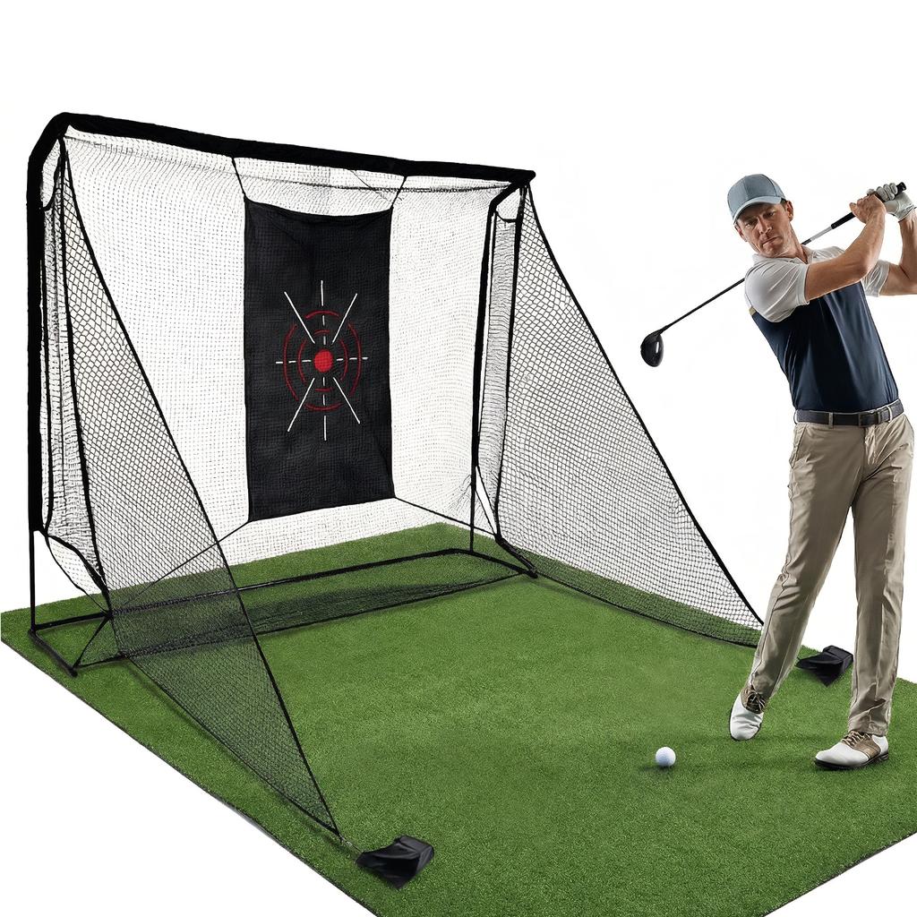 Golf Hitting Net 10x7ft Portable Hitting Nets with Side Barriers & Target Cloth for Backyard Driving Chipping Indoor Outdoor Use