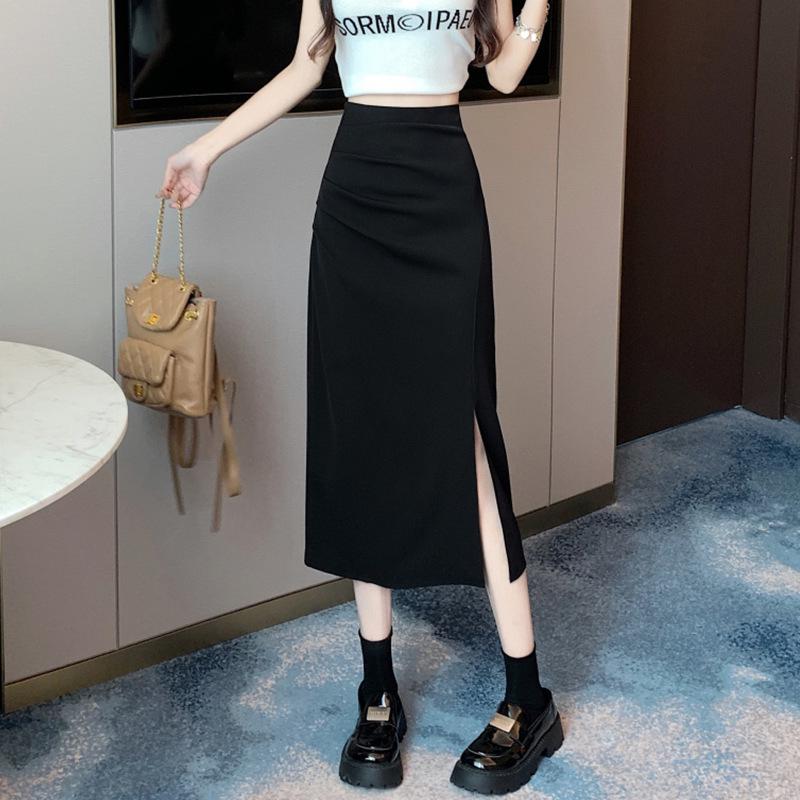 

Irregular Slit Pleated High-Waist A-line Midi Skirt for Women - Autumn/Spring 2025 Collection S