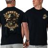 U.S. Marines Veteran T-Shirt, Bold Skull and Helmet Graphic 2 Sides