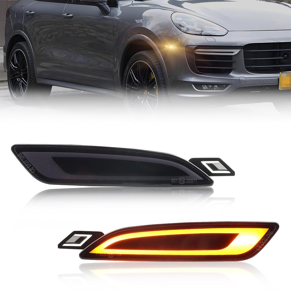 2Pcs Front Side Marker Light Turn Signal Light Turn Warning Light Fender Light With LED For 2015 2016 2017 2018 Porsche Cayenne