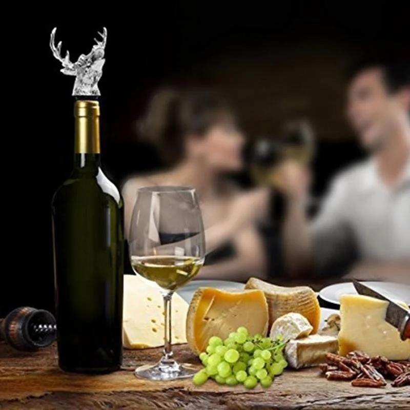 Stainless Steel Deer Stag Head Wine Pourer Unique Wine Bottle Stoppers Wine Aerators Bar Tools