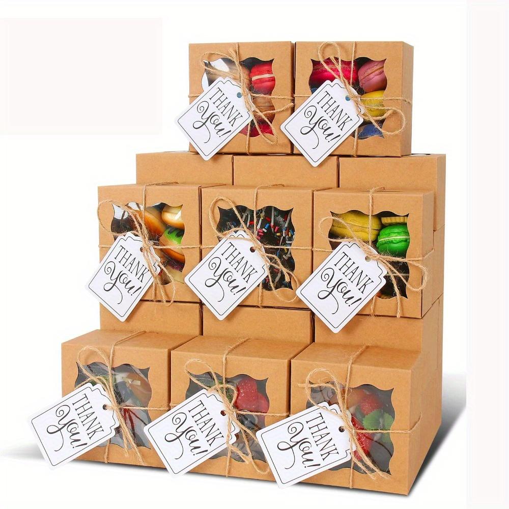 10pcs Khaki Clear Window Bakery Boxes Individual Cupcake Boxes Cookie Boxes Gift Box Gift Packing Box for Cookies Donuts Macaroon Mini Cake Boxes