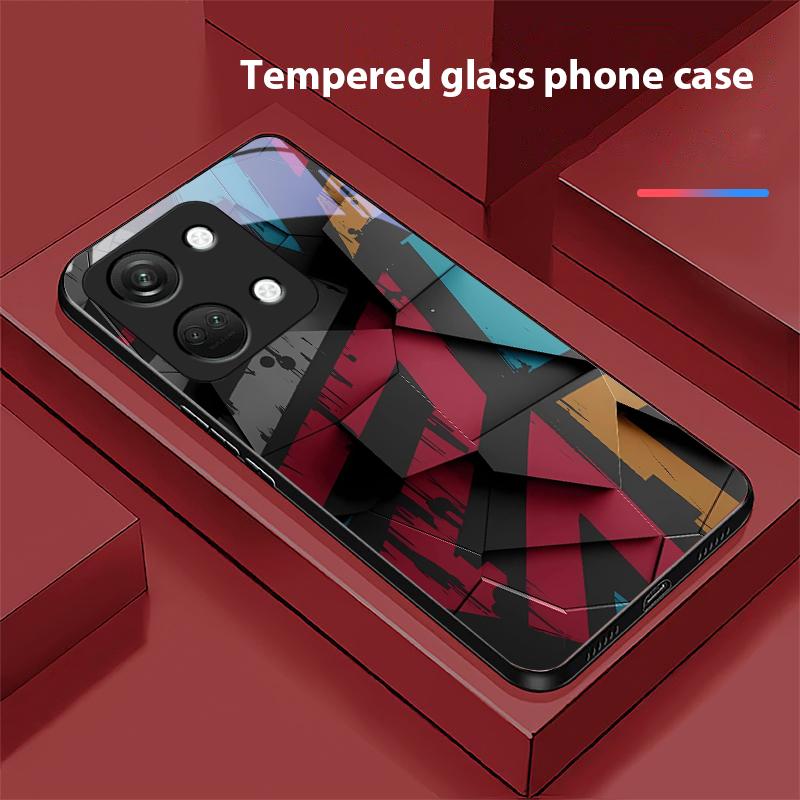 Geometrisches Muster für OnePlus Nord 3 5 6T 7 Pro 8 12 10T Reno8 Lite 5G 10R Nord N30 Hartschale Tempered Glass Handyhülle Schwarz